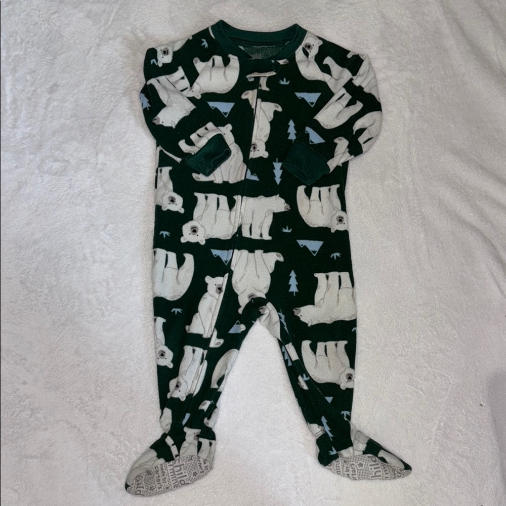 (2 for $10) Child of Mine Green and White Polar Bear Footie/ sleeper